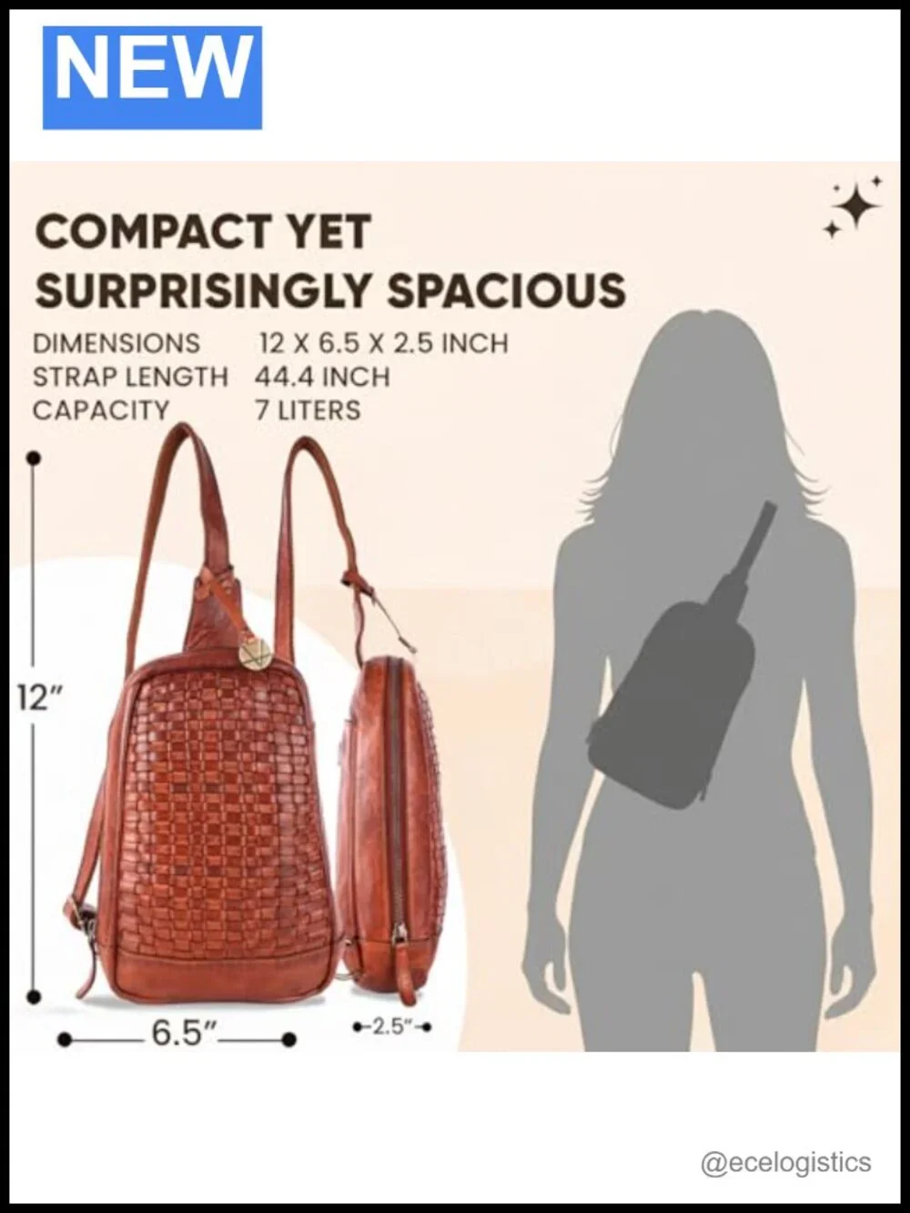 Genuine Leather Unisex Travel Sling Crossbody Bag